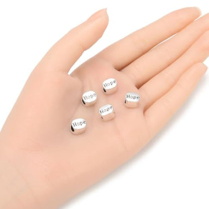40pcs Hope Bead Large Hole Beads (4.5mm Hole) Antique Silver - size: Hope Bead