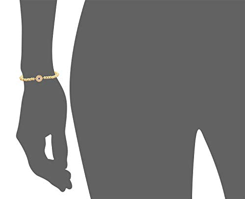 Women Evil Eye Ball chain Elastic bracelet with CZ Cubic Zirconia - color: Gold