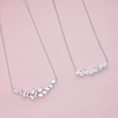 BERRICLE Sterling Silver CZ Cubic Zirconia Pendant Necklace for Women - Cluster, Graduated, Solitaire, Bar, Bubble, East-West Designs - style: Mixed Gem