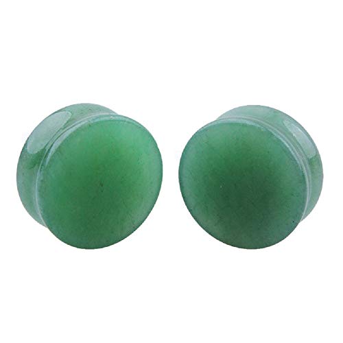 2Pairs Tiger Eyes & Green Jade Ear Plugs Natural Stone Gauges Tunnel Expanders Double Flared Body Piercings - style: 25mm(1")