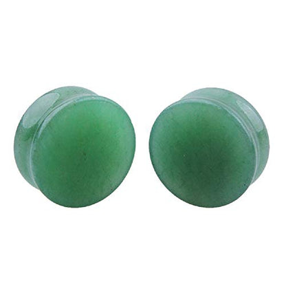 2Pairs Tiger Eyes & Green Jade Ear Plugs Natural Stone Gauges Tunnel Expanders Double Flared Body Piercings - style: 19mm(3/4")