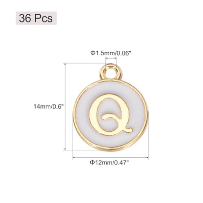MECCANIXITY Pendants Letter Charm Initial Charm Double Sided Alphabet for DIY Necklace Bracelet Earrings Jewelry Making - style: Q