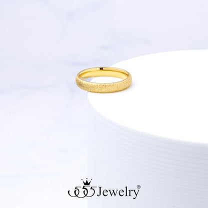 555Jewelry 4mm Sandblast Stainless Steel CZ Wedding Band Ring for Women & Men - color: Gold Style 2
