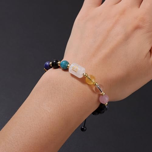 Zodiac Bracelets for Women 12 Constellations Healing Crystal Stone Beads Bracelet Birthday Zodiac Gifts Horoscope Spiritual Bracelet - color: Libra-2