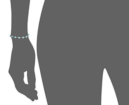 Women's Charm Enamel Evil Eye Protection Link Chain Bracelet - color: Silver,Turquoise