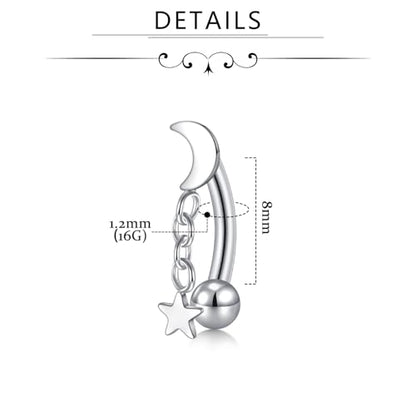 FECTAS 16G 8PCS Rook Piercing Jewelry Eyebrow Rings for Women Rook Earrings Tragus Daith Cartilage Lip Belly Surface Curved Barbell Piercing Jewelry 10mm 8mm - style: style3-8mm-silver