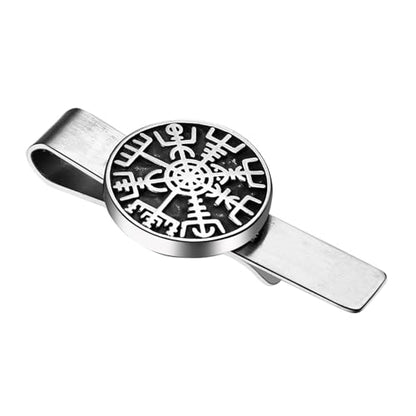 Mens Viking Cufflinks and Tie Clip: Norse Viking Tuxedo Shirt Cuff Links and Cool Tie Clip Shirt Accessories for Business Valentines Christmas Birthday - style: Compass Tie Clip