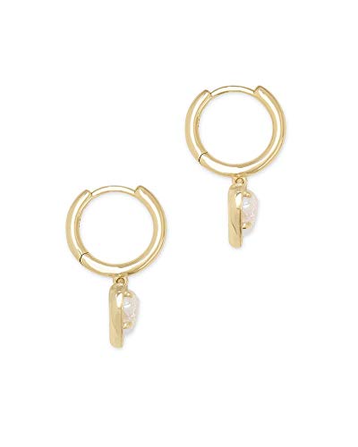 Kendra Scott Ari Heart Huggie Earrings for Women, Fashion Jewelry - color: GOLD - IRIDESCENT DRUSY