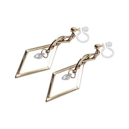 Drop Cubic Zirconia Invisible Clip On Earrings for Women Not Pierced Gold Teardrop Sqaure CZ Crystal Dangle Gold Silver Comfortable Clip On Earrings Bridal Wedding Prom - color: Diamond Gold