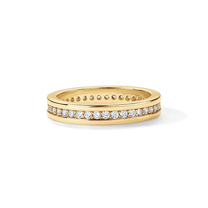 PAVOI 18K Gold Plated Stacking Tiny Cubic Zirconia Band | Eternity Rings for Women | Thumb Ring - color: Yellow Gold