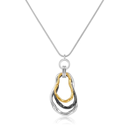 CLASSYZINT Long Silver Necklace For Women, Rope Chain Snake Chain With Pendant Necklace | Sweater Necklace | Teacher Gifts | Silver Pendants Necklace - color: Love Knots Necklace