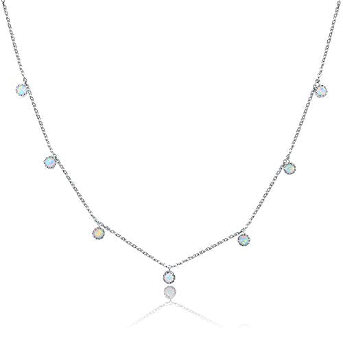 Barzel 18K White Gold & 18K Rose Gold with Created Fire Opal Necklaces In 18 Inches with 2 Inches Extension - color: White Gold