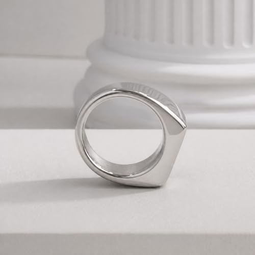 PCY Stainless Steel Gold Plated Men Women Band Ring - color: 11mm Silver DFX