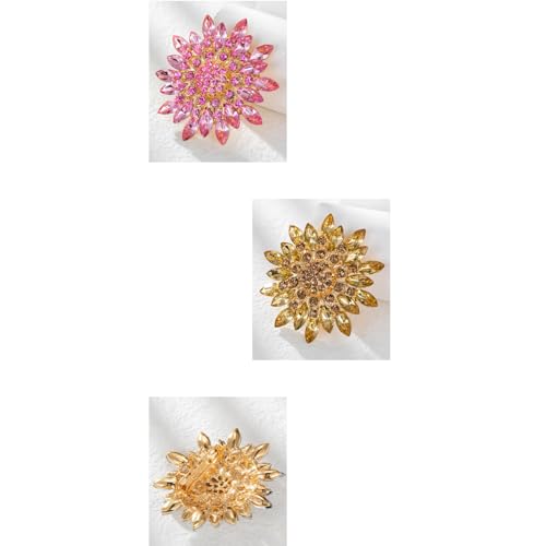 Rhinestone Sunflower Brooch Pin Red Pink Flower Brooch Stylish Crystal Brooch Elegant Clothing Hat Bag Accessories Jewerly for Women - color: Yellow1