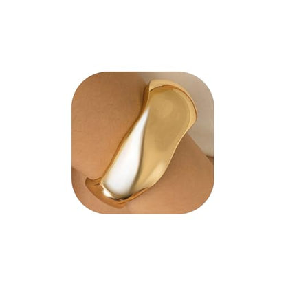 Gold/Silver Cuff Bangle Bracelets For Women Chunky Waterdrop Twisted Hinged Bangle Bracelets Minimalist Arm Cuff Bracelet Jewelry Gifts - color: 3Gold
