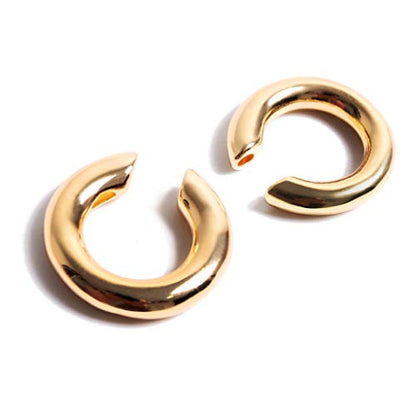 Fomissky-sisa Thick Ear Cuffs for Non Pierced Ears 2 Size Per Set, Unique Ear Cuff Conch Earrings Gold Plated Boho Jewelry