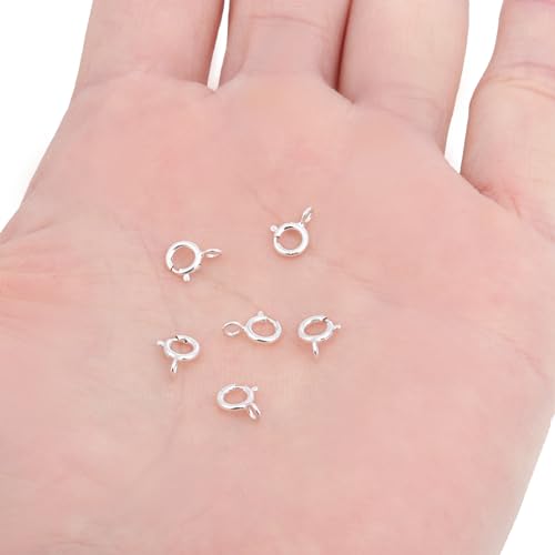 925 Sterling Silver Necklace Clasps, 5mm Spring Clasps for Jewelry Making | Jewelry Clasps and Closures, 4mm Sterling Silver Jump Rings, Bracelet for DIY Jewelry Making Supplies - color: Sterling Silver