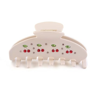 Big Hair Claw Clips For Thick Hair,Cherry Hair Clips for Women | 4 Inch Large Hair Claw Clips Strong Hold Non-Slip Acetate Jaw Clips ,Lightweight, For Thin Thick Hair - color: beige