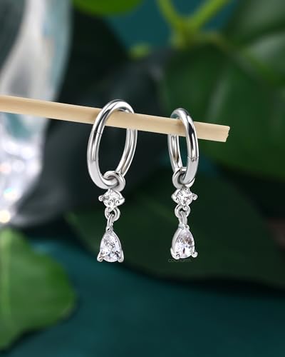Clicker Belly Button Rings 14G Gold Plated Belly Navel Rings for Women Dangle Navel Piercing Jewelry Stainless Steel 8/10MM - color: WG-8MM