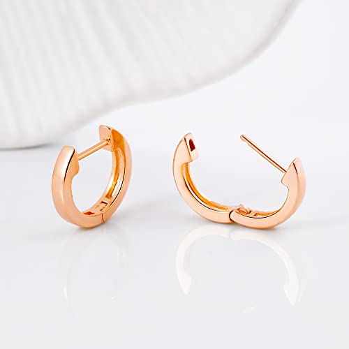 Gacimy Gold Huggie Earrings for Women, 14K Real Gold Plated, Small Hoop Earrings Cartilage Ear Cuff - color: Rose Gold, size: 13MM