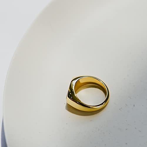 18K Gold Plated Women's Starburst Signet Ring - Minimalist Mother of Pearl Statement Piece - color: Black Enamel Oval Statement Ring