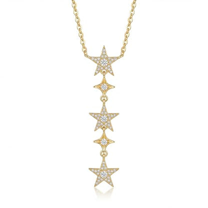 WEARON Gold Necklace for Women Gold Star Necklace 14K Gold Plated CZ Necklace Dainty Choker Charm Necklaces Hypoallergenic Trendy Jewelry for Women Gift - color: Star Y