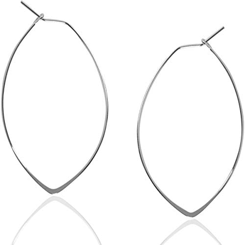 Marquise Large Hoop Earrings for Women | Plated in 18K Gold or 925 Sterling Silver, Hypoallergenic and Safe for Sensitive Ears - color: 1.75" inch - 925 Sterling Silver Plated
