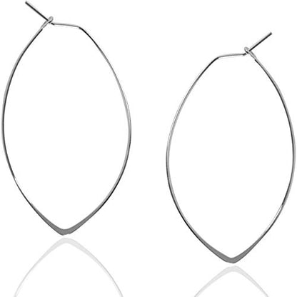 Marquise Large Hoop Earrings for Women | Plated in 18K Gold or 925 Sterling Silver, Hypoallergenic and Safe for Sensitive Ears - color: 1.75" inch - 925 Sterling Silver Plated