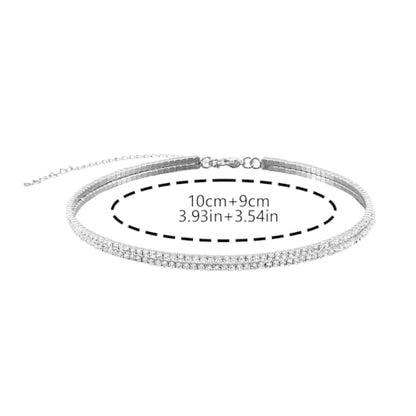 JEAIRTS Rhinestone Choker Necklace Silver Diamond Chain Jewerly for Women | Sparkly Multi-row Crystal Chokers Women's Wedding Prom Formal Jewelry Accessories - color: Style 11