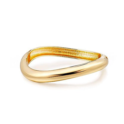 Gold Plated Cuff Bangle Bracelets For Women Trendy Hinged Cuff Open Wide Chunky Gold Bracelet Minimalist Bangle Jewelry Gift - color: Gold Irregular