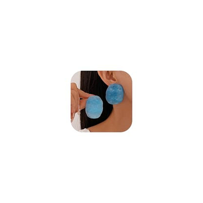 Trendy Resin Acrylic Statement Earrings for Women Chunky Geometric Round Drop Stud Styles Fashionable Modern Lightweight Dangle Earring Set - color: B:Blue