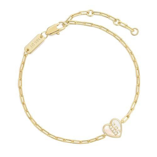 Gold Initial Bracelet For Women, 14k Gold Letter Bracelets | Adjustable Stacking Bracelets Jewelry Gift For Women, Valentines Mother Christmas Jewelry for Women Her 6.5-8 Inch - color: E
