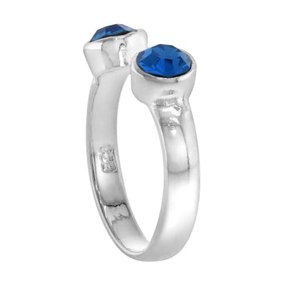 Sterling Silver Birthstone Colors Crystal Toe Ring for Women Open Top Midi Ring Knuckle Ring Adjustable sizes 2 to 4 - style: Blue Topaz Blue