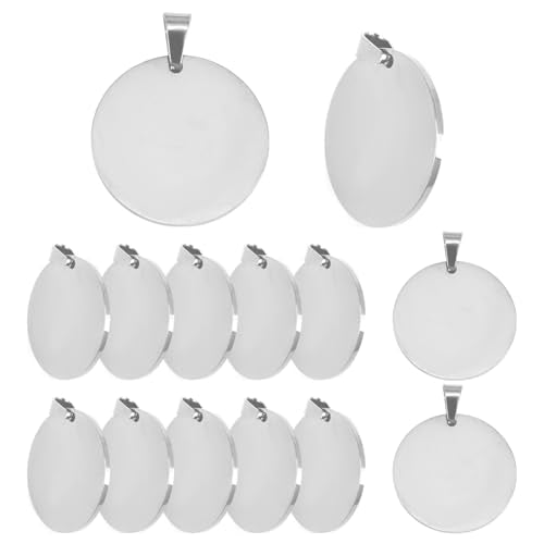 Blanks Metal Charms Stainless Steel Engraving Blanks 1" Circle Blank Pendant Stamping Tags With Hole for Necklace Pet Collar ID Name Tags Jewelry Making - color: Silver Round