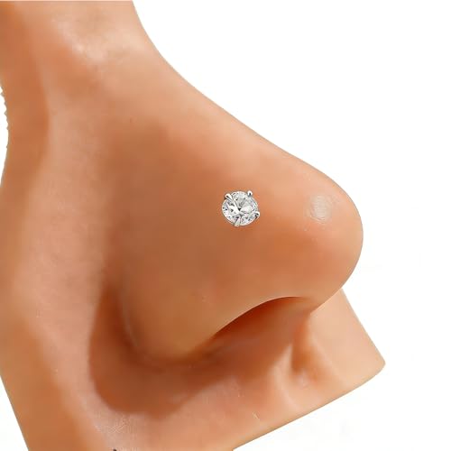 9PCS 20g Stainless Steel 316L Nose Studs Set | Hypoallergenic L-Shaped Screw & Bone Nose Rings, Round Heart Star Pink Cubic Zirconia Nose Piercing Jewelry for Women Men - style: studs002