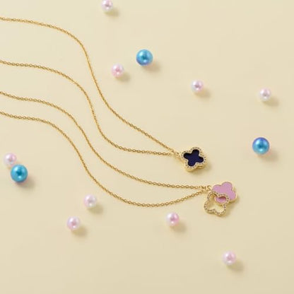 Clover Necklace For Women 18k Gold Plated Silver Lucky Four Leaf Clover Pendent Necklaces Trendy Dainty Jewelry Gifts for Women - color: Silver-Black