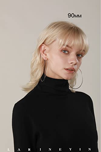 Chic 925 Sterling Silver Big Hoop Earrings Minimalist Round Circle Endless Large Huggie Hoops Statement Earrings 50/60/70/90mm Hypoallergenic Fashion Jewelry Gifts for Women Girls - style: 90mm