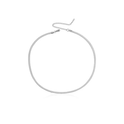 IDOKAWA 14K Gold/Silver Plated Snake Chain Necklace Herringbone Necklace Gold Choker Necklaces for Women Gifts Jewelry 3MM(W) 16"(L) - color: Silver