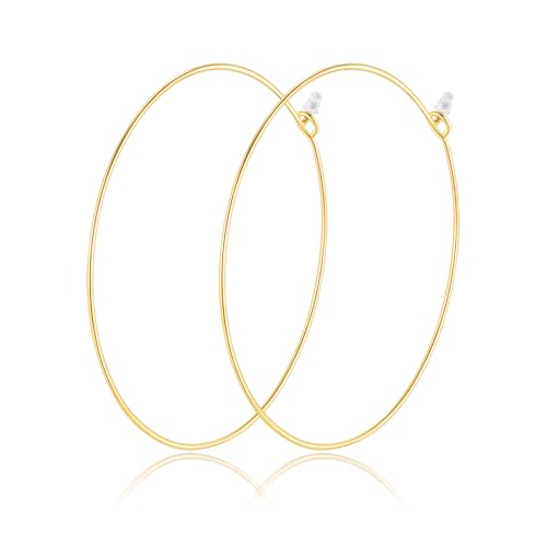 Multipack Dainty Large Thin Gold Hoop Earrings for Women Hypoallergenic Earrings Lightweight 30mm 50mm 60mm 70mm Gold/Silver/Rose Gold Hoop Earrings - style: 1 Pair_20Guage_60mm_Gold