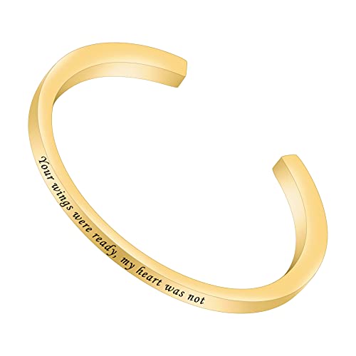 Dletay Urn Bracelet Cremation Bracelet for Ashes Memorial Ashes Bracelet Openable Cuff Bangle Bracelet - color: Your wings-Gold
