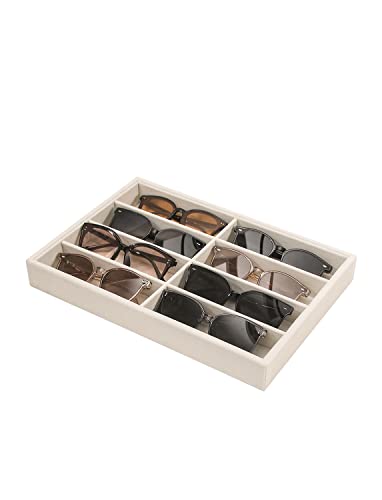Coward Sunglass Organizer, Beige Velvet Glasses Trays - Eyeglasses Watches Jewelry Display - Men Women (8 Grids) - color: Beige Velvet, size: Sunglasses Tray