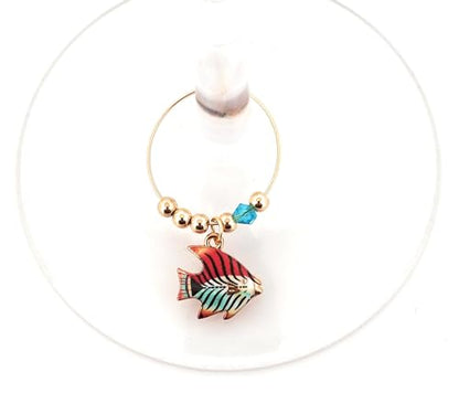 Pixie Beach & Nautical Wine Charms, 8 Piece Set – Seashell, Starfish & Sea Turtle Glass Tag Identifiers, Summer Party Favors & Host Gift