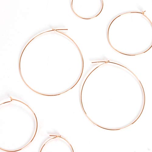 Thin Hoop Earrings for Women - Lightweight Wire Threader Loop Drop Dangles | Plated in 18K Gold or 925 Sterling Silver, Hypoallergenic and Safe for Sensitive Ears - color: 18K Rose Gold Plated - 2" inch