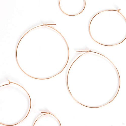 Thin Hoop Earrings for Women - Lightweight Wire Threader Loop Drop Dangles | Plated in 18K Gold or 925 Sterling Silver, Hypoallergenic and Safe for Sensitive Ears - color: 18K Rose Gold Plated - 2" inch