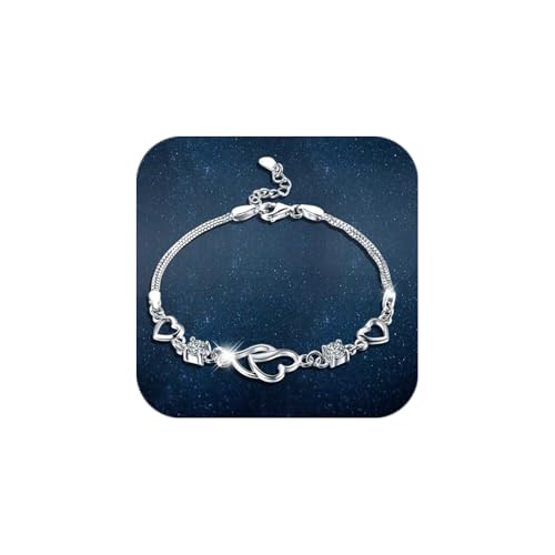 925 Sterling Silver Bracelets for Women Adjustable Love Heart Charm Chain Bracelets Fashion Jewelry Valentine's Day Gifts for Your Lover - color: 4-Purple
