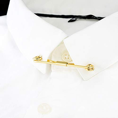 Tight Necktie Tie Clips Collar Bar Shirt Collar Stay Tie Pins Cravat Clips Silver Gold Black Tone Metal Collar Pin Jewelry Accessories for Men - color: Gold
