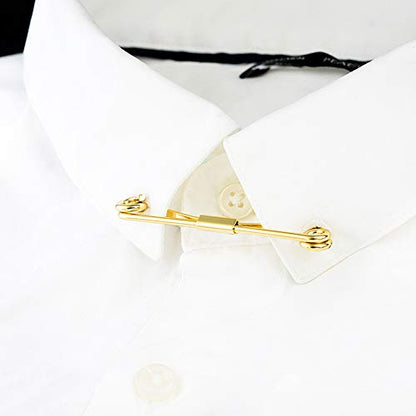 Tight Necktie Tie Clips Collar Bar Shirt Collar Stay Tie Pins Cravat Clips Silver Gold Black Tone Metal Collar Pin Jewelry Accessories for Men - color: Gold