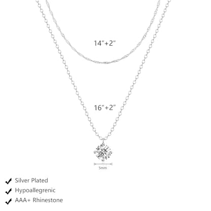 Zeffy Diamond Necklaces for Women, Dainty Gold Necklace 18k Gold Plated Layered Necklaces Simple Gold CZ Diamond Pendant Necklaces for Women Trendy Jewelry Gifts for Girls - color: Silver CZ Layered Necklace