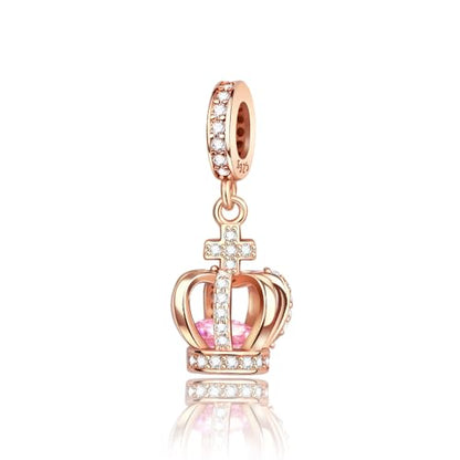 Charm for Bracelets and Necklaces Heart Cat Flower Boy 925 Sterling Silver Bead Birthday Jewelry Gift for Women - color: Crown Charm