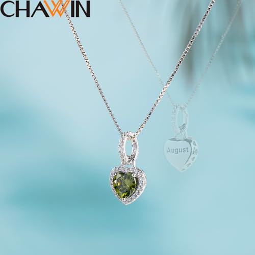 CHAWIN Birthstone Charms, 925 Sterling Silver Heart Dangle Charm, Sparkling CZ Compatible with Pandora Charm Bracelet, Necklace, Birthday Gifts for Women/Wife/Mother - style: 08# August